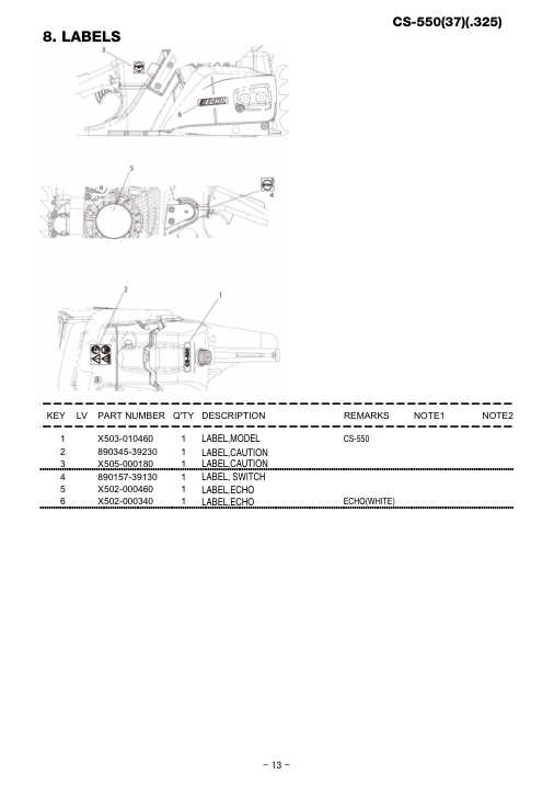 Echo CS-550 IPL / Parts List source page 14