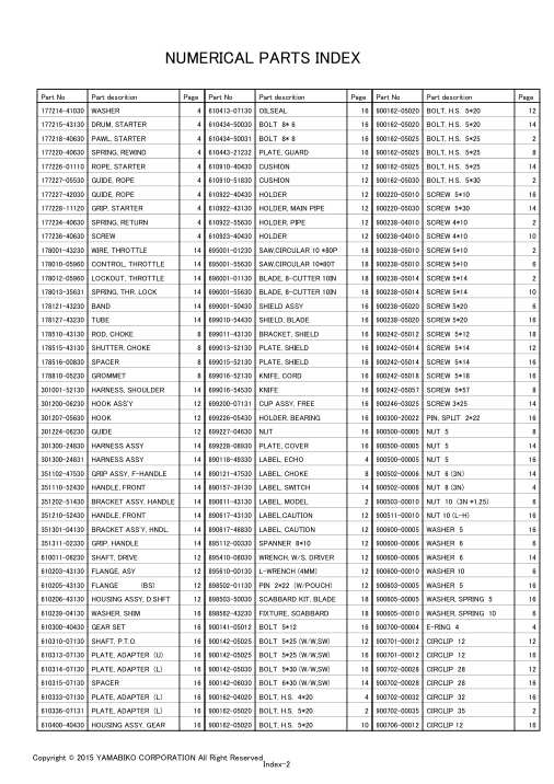 Echo SRM-3800 IPL / Parts List source page 26