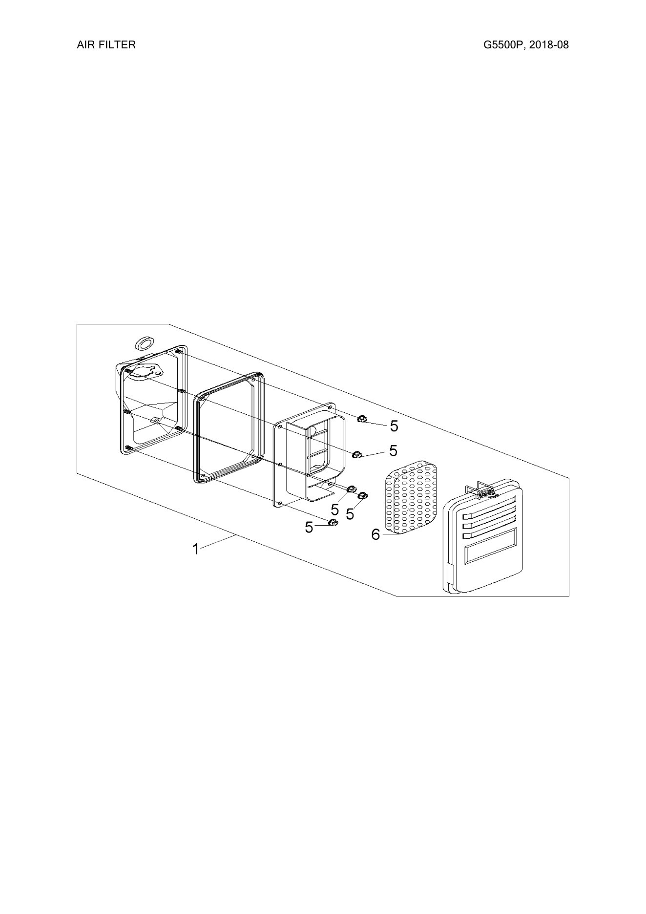 Husqvarna G5500P Air Filter diagram