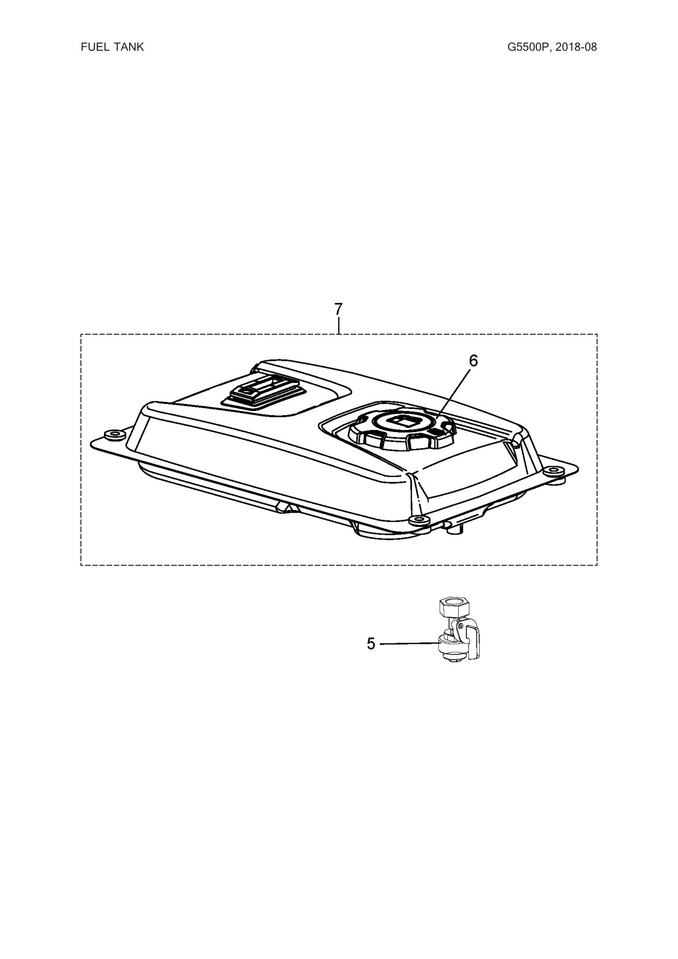 Husqvarna G5500P Fuel Tank diagram