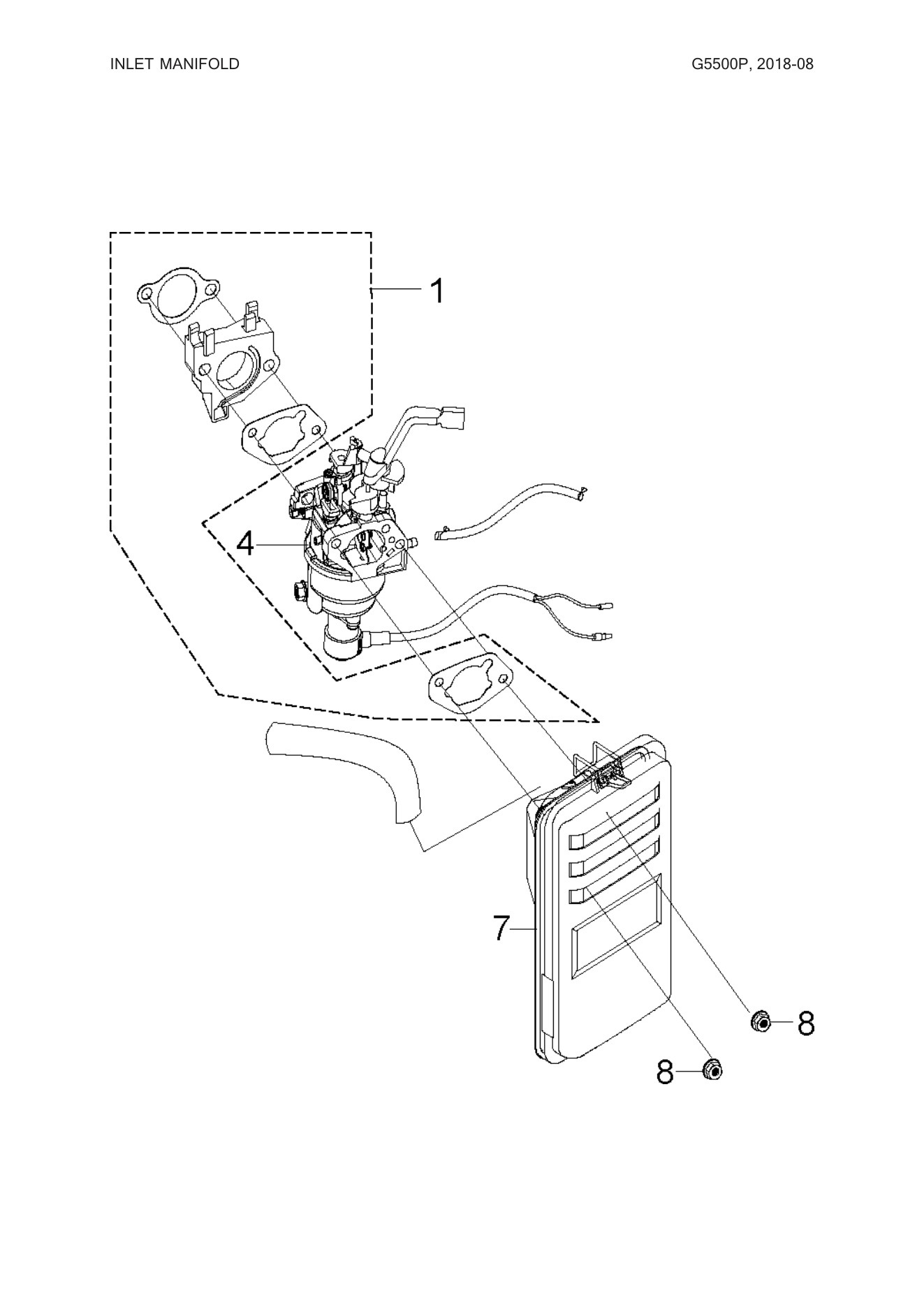 Husqvarna G5500P Inlet Manifold diagram
