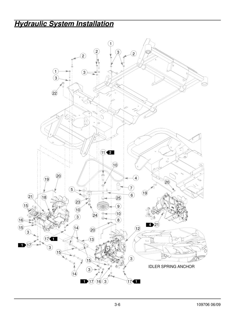Hustler Sport Parts Manual - 109706 - Hydro Transmission Installation diagram
