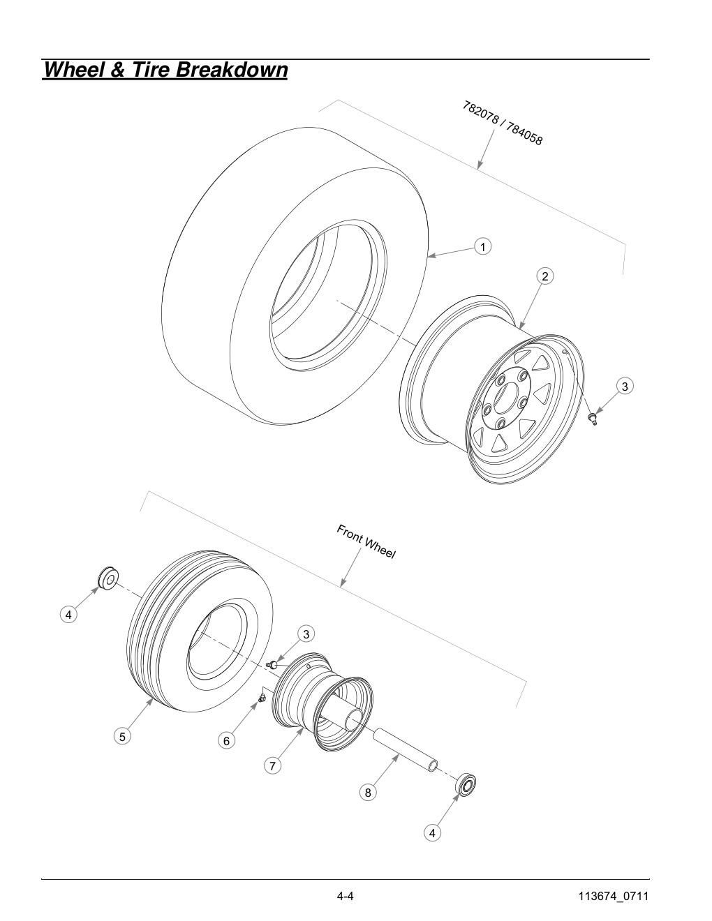 Hustler X-One Parts Manual - 113674 - Wheel & Tire Breakdown diagram