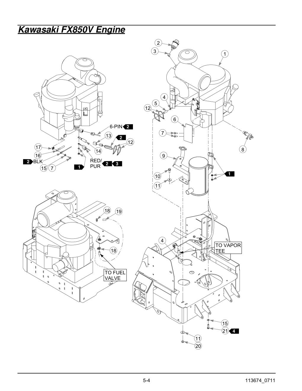 Hustler X-One Parts Manual - 113674 - Kawasaki FX850V Engine diagram