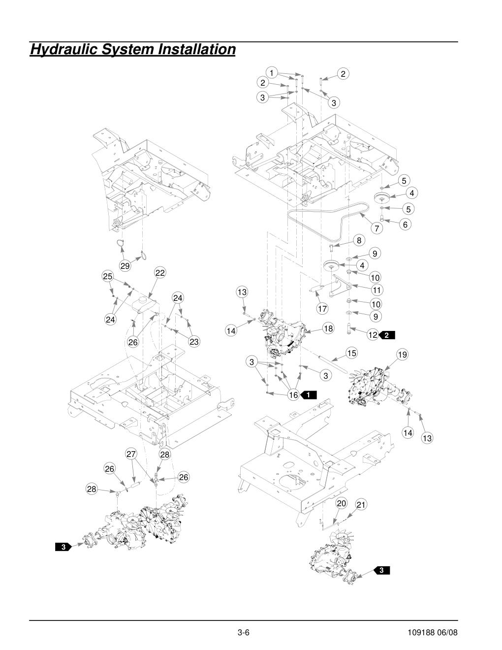 Hustler FasTrak Super Duty 48-60 Parts Manual - 109188 - Hydro Transmission Installation diagram