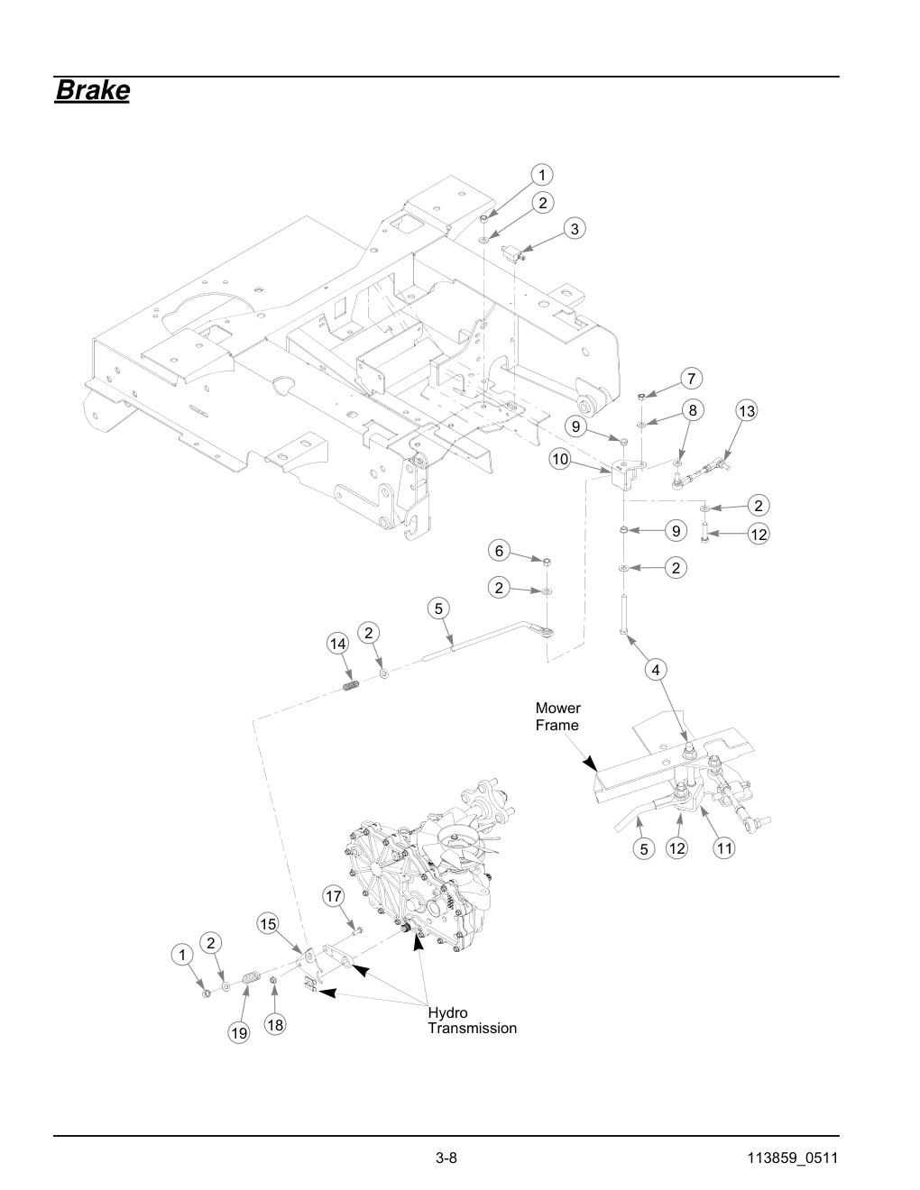 not reflected in this parts manual, see your Hustler dealer - 786061 - Brake diagram