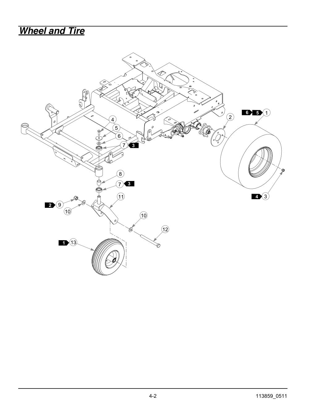 not reflected in this parts manual, see your Hustler dealer - 786061 - Wheel and Tire diagram