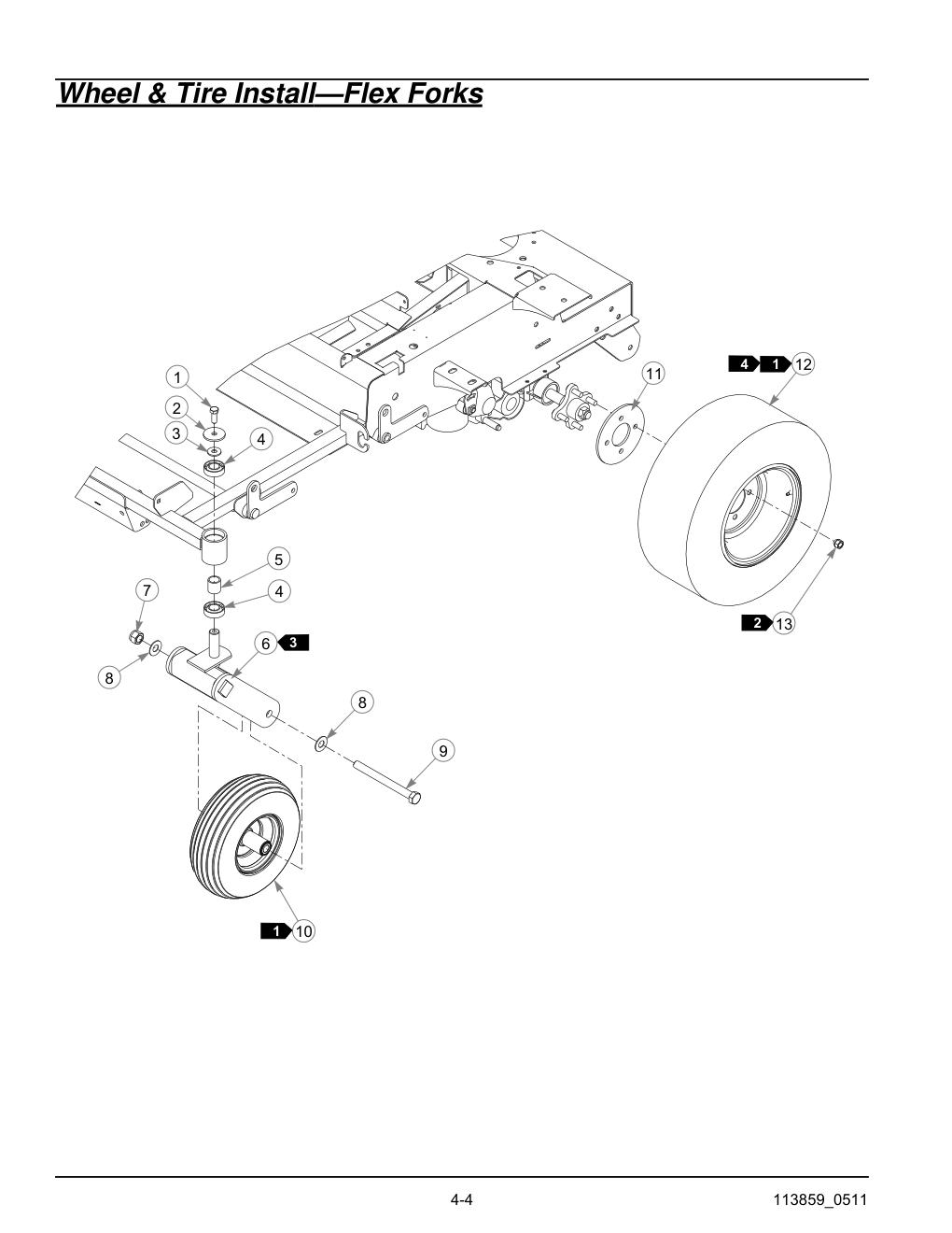 not reflected in this parts manual, see your Hustler dealer - 786061 - Wheel & Tire Install diagram