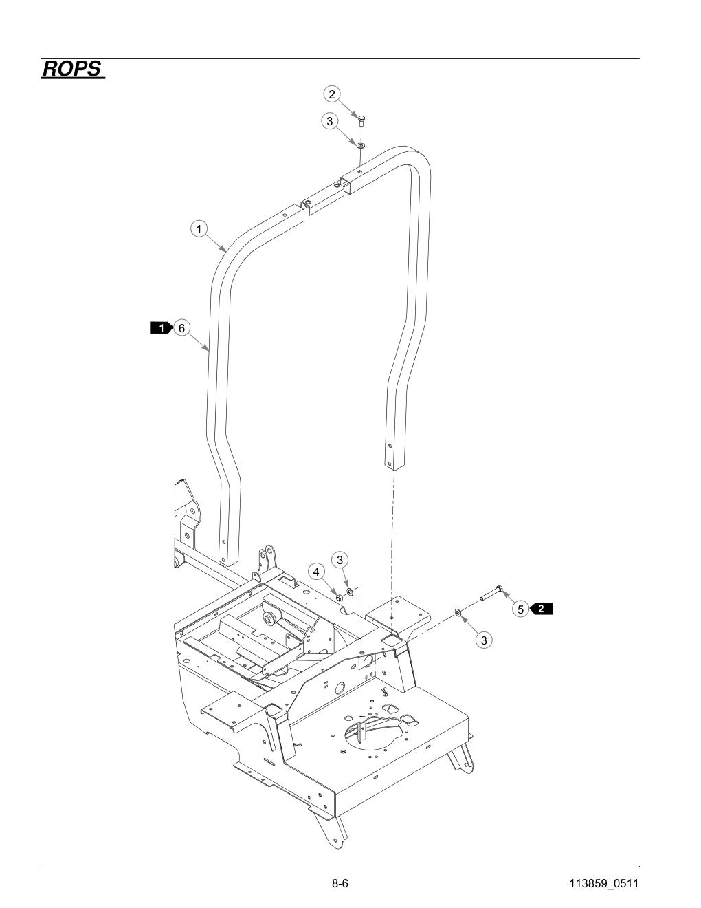 not reflected in this parts manual, see your Hustler dealer - 786061 - ROPS diagram