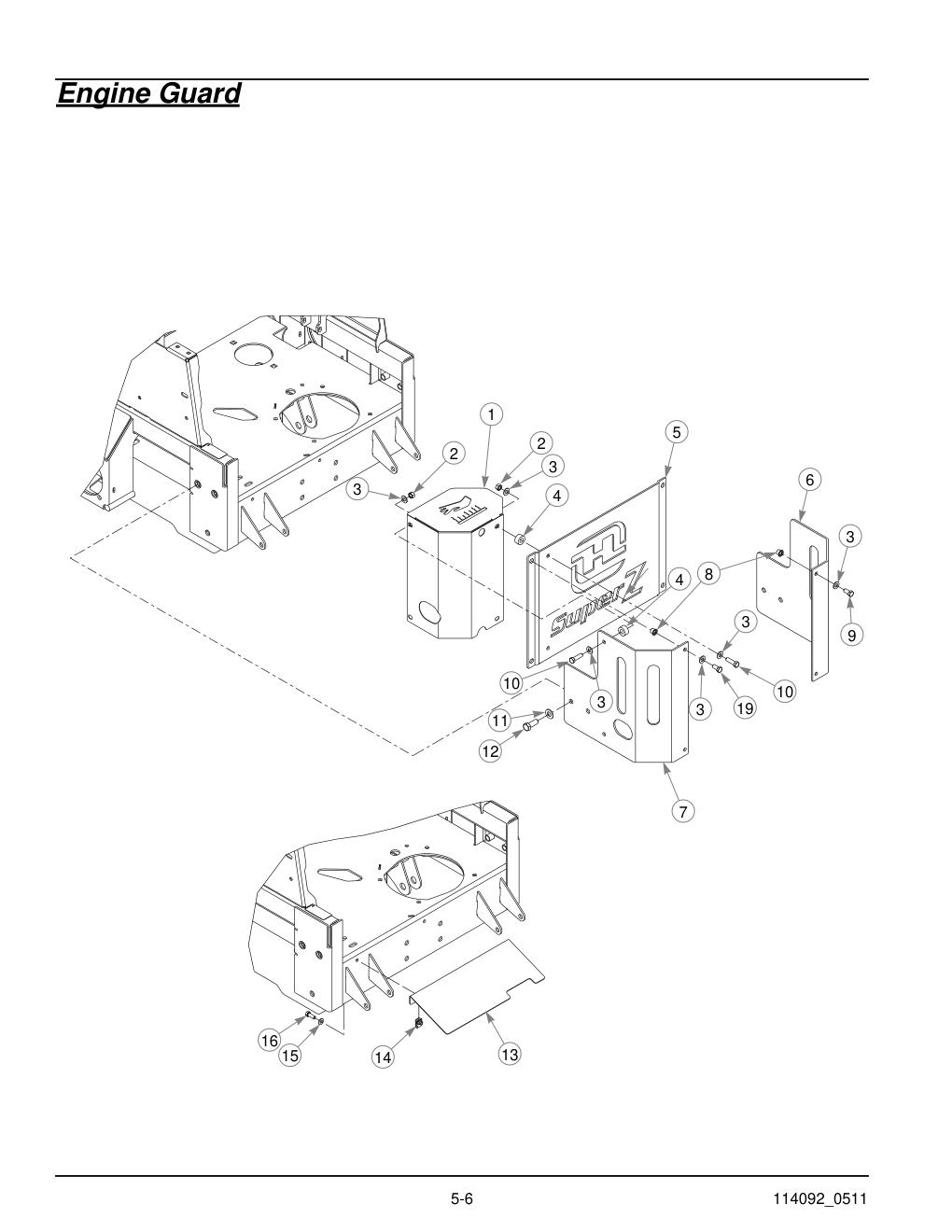 Hustler Super Z Parts Manual - 929927 - Engine Guard diagram