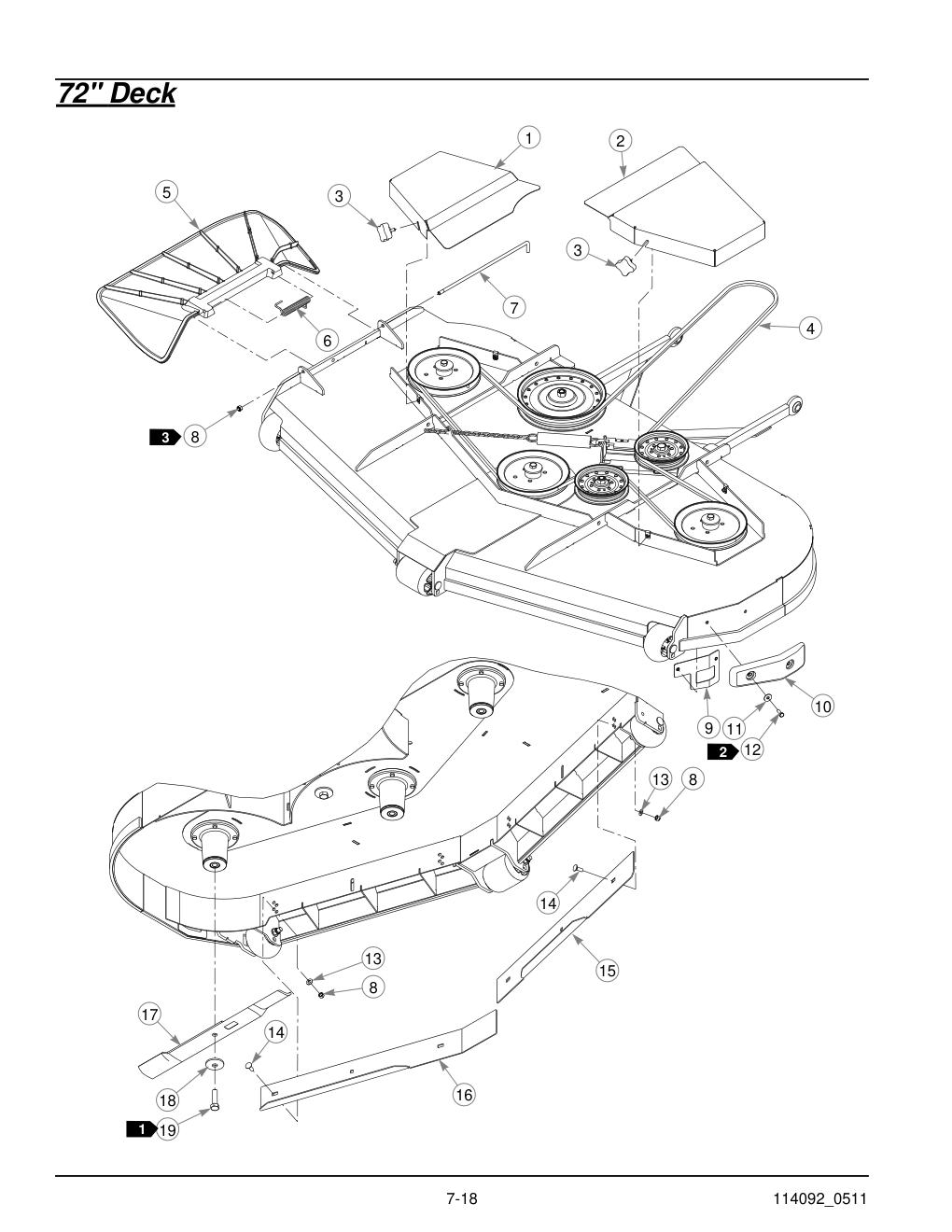 Hustler Super Z Parts Manual - 929927 - 72" Deck diagram