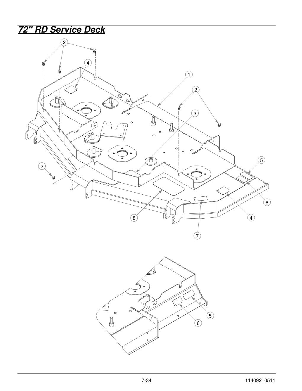 Hustler Super Z Parts Manual - 929927 - 72" RD Service Deck diagram