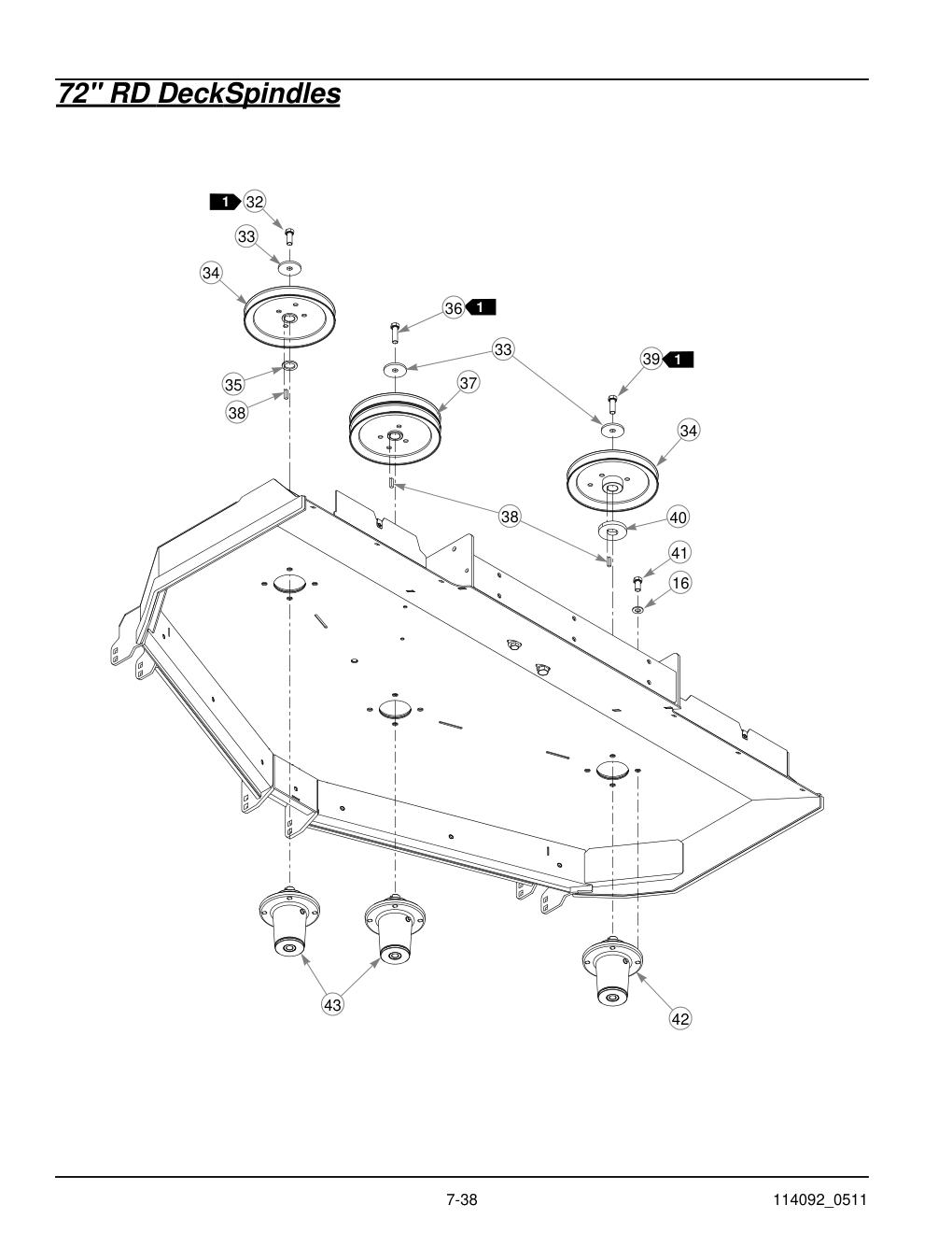 Hustler Super Z Parts Manual - 929927 - 72" RD DeckSpindles diagram