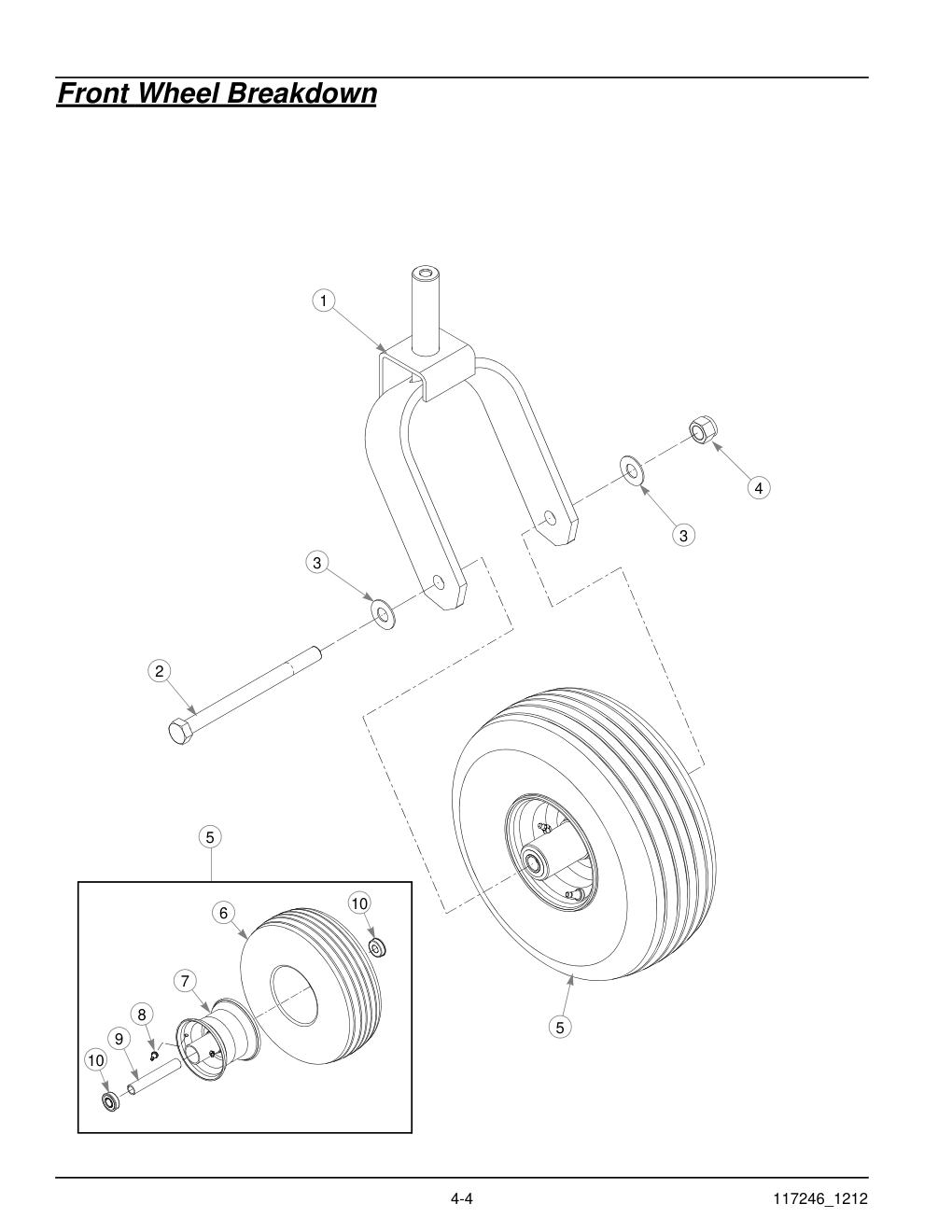 Hustler® Super 104 Parts Manual - 931733 - Front Wheel Breakdown diagram