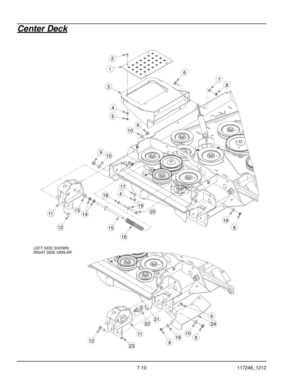 Hustler® Super 104 Parts Manual - 931733 - Center Deck diagram