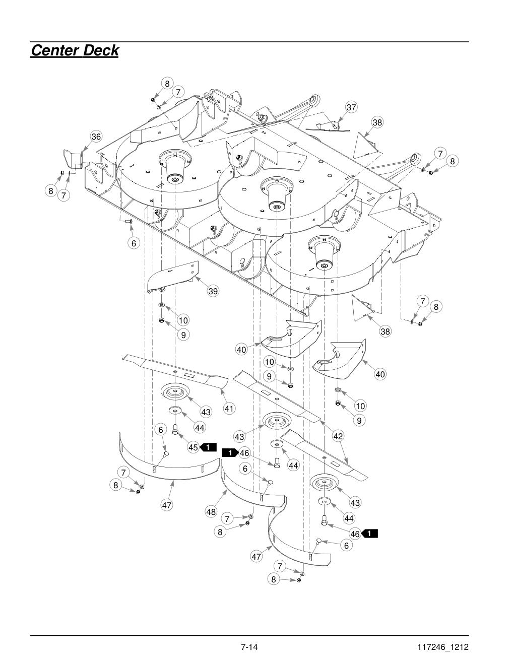 Hustler® Super 104 Parts Manual - 931733 - Center Deck diagram