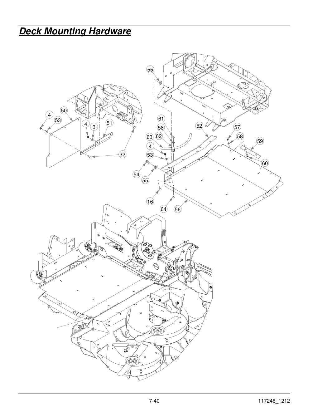 Hustler® Super 104 Parts Manual - 931733 - Deck Mounting Hardware diagram