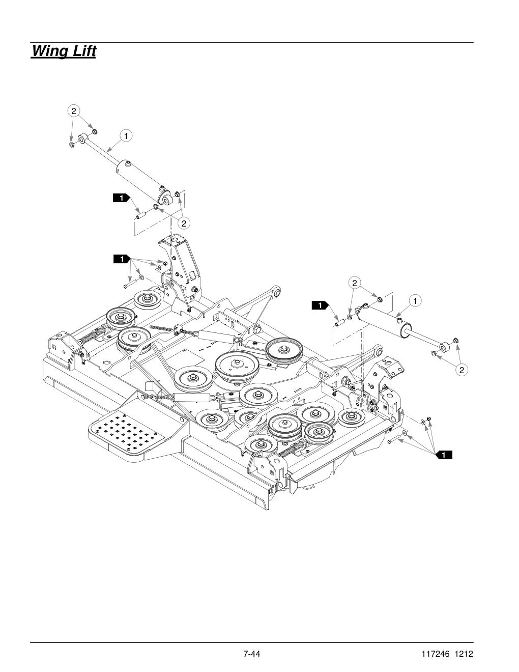 Hustler® Super 104 Parts Manual - 931733 - Wing Lift diagram