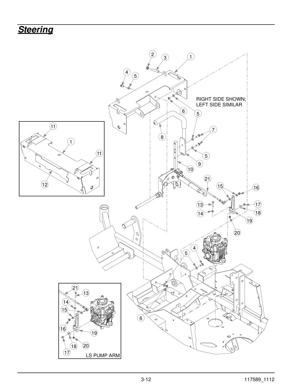 Hustler® Super Z HyperDrive Parts Manual - 932145 - Steering diagram