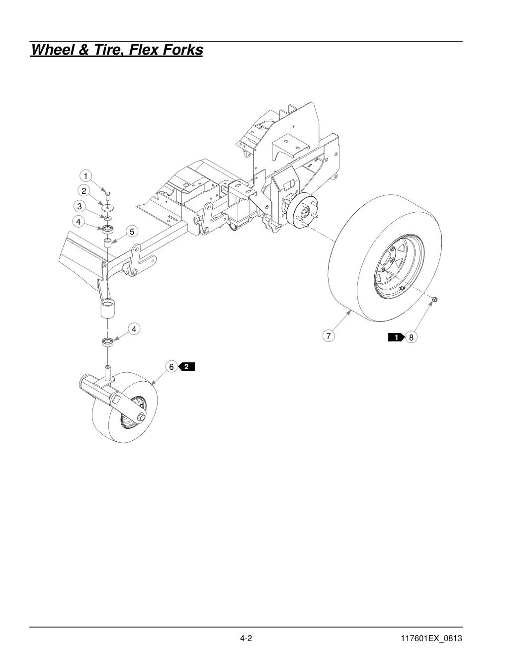 Hustler® X-ONE i Parts Manual - 931949EX - Wheel & Tire, Flex Forks diagram