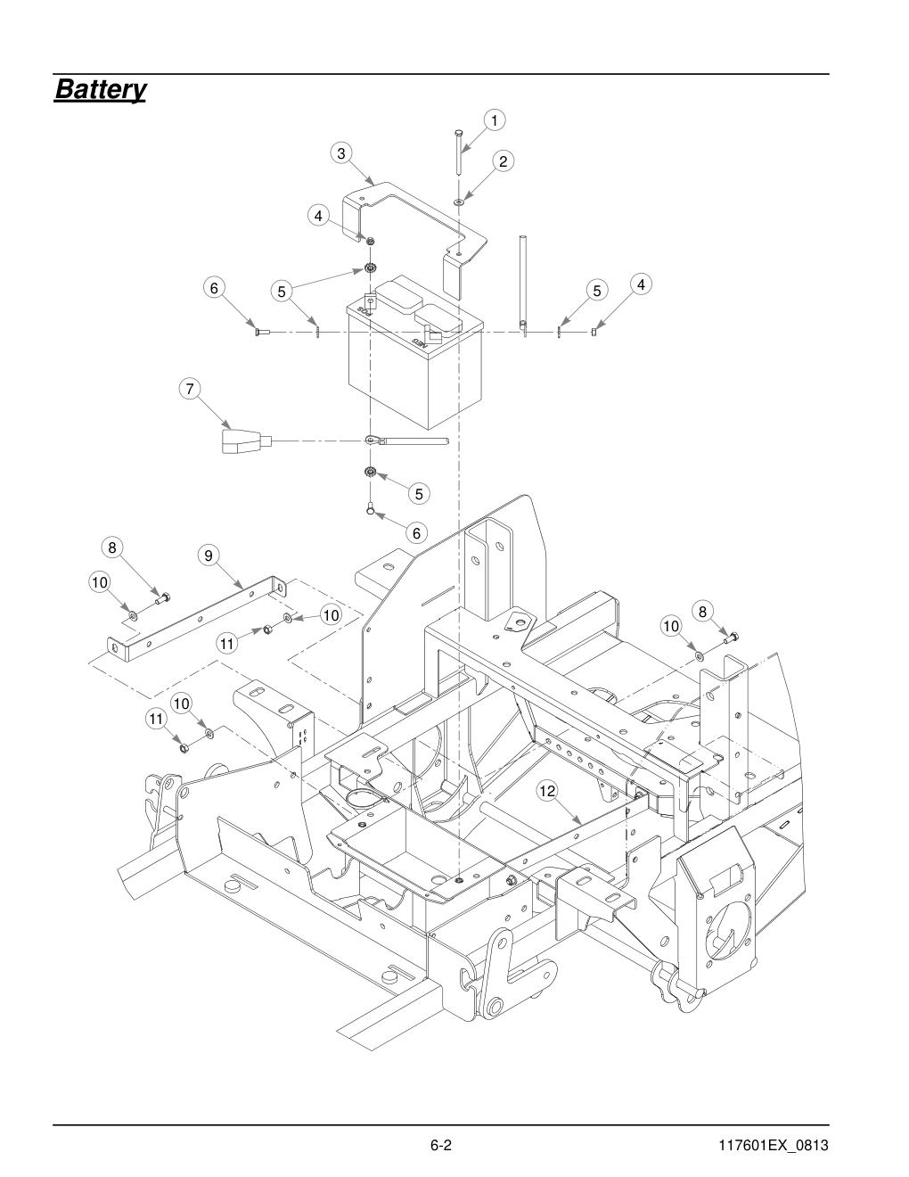 Hustler® X-ONE i Parts Manual - 931949EX - Battery diagram