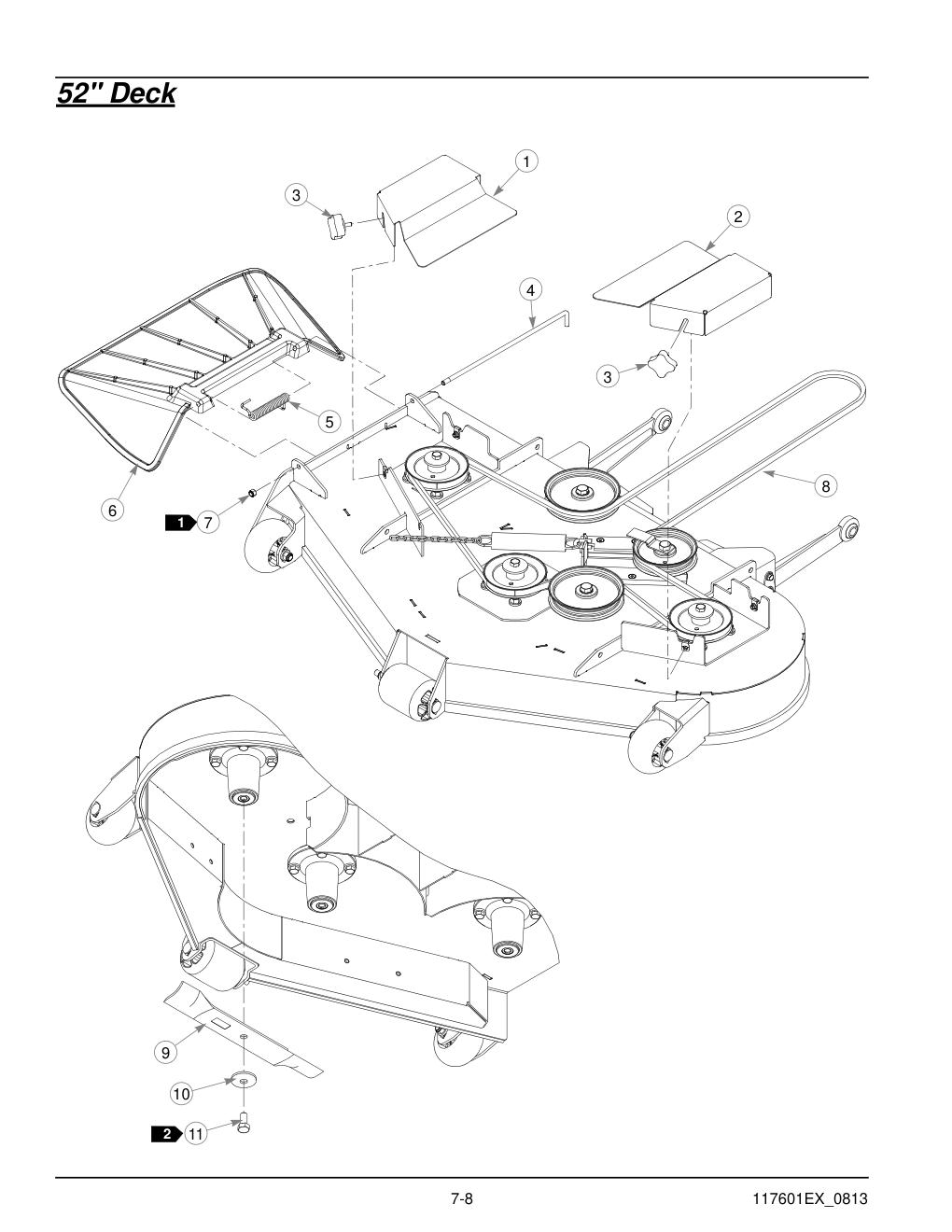 Hustler® X-ONE i Parts Manual - 931949EX - 52" Deck diagram