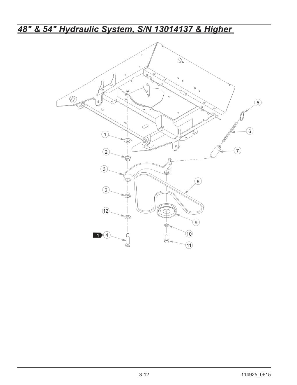 Hustler® TrimStar Parts Manual - 930388 - 48" & 54" Hydraulic System, S/N 13014137 & Higher diagram