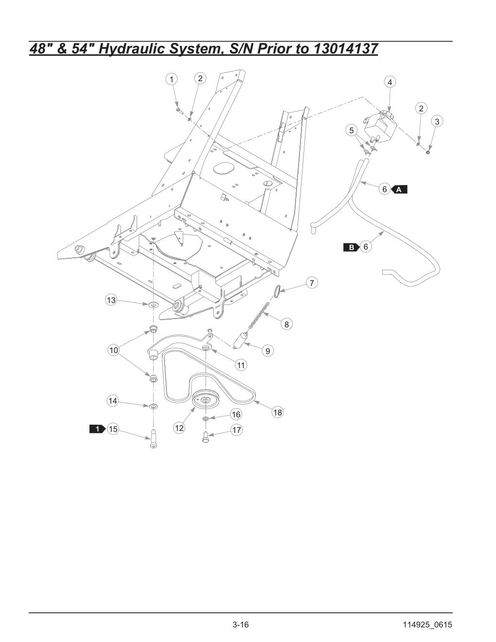 Hustler® TrimStar Parts Manual - 930388 - 48" & 54" Hydraulic System, S/N Prior to 13014137 diagram