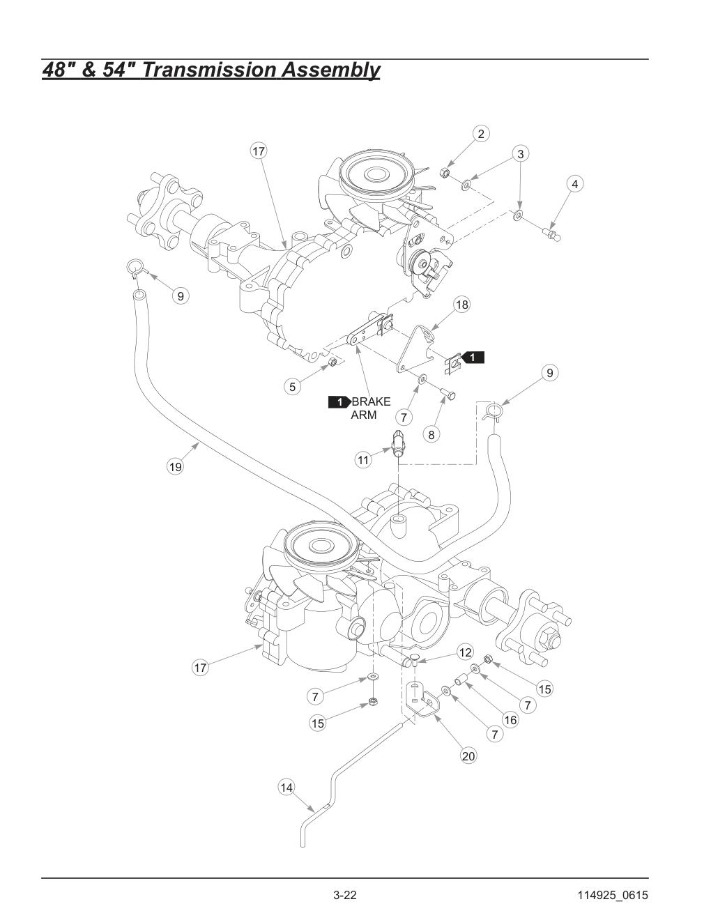 Hustler® TrimStar Parts Manual - 930388 - 48" & 54" Transmission Assembly diagram