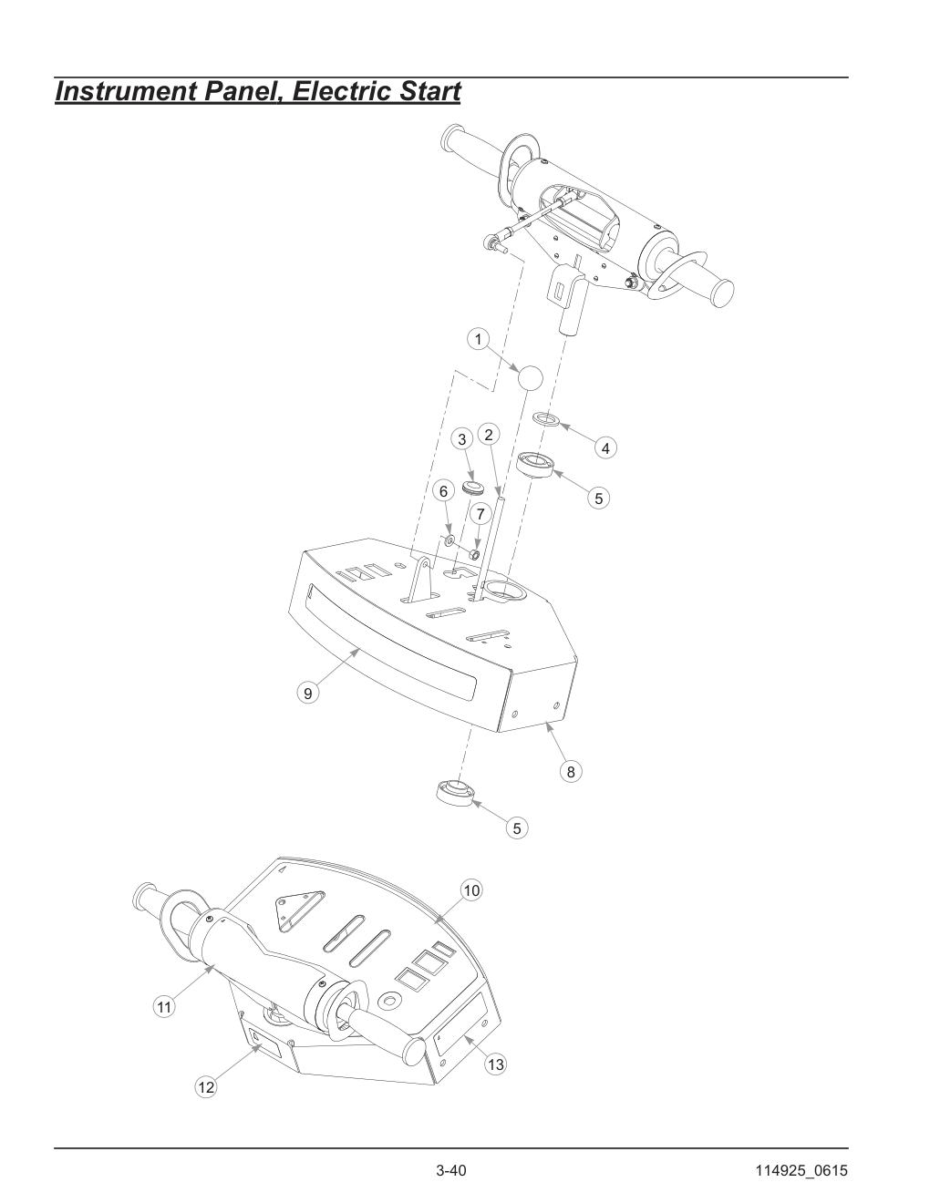 Hustler® TrimStar Parts Manual - 930388 - Instrument Panel, Electric Start diagram
