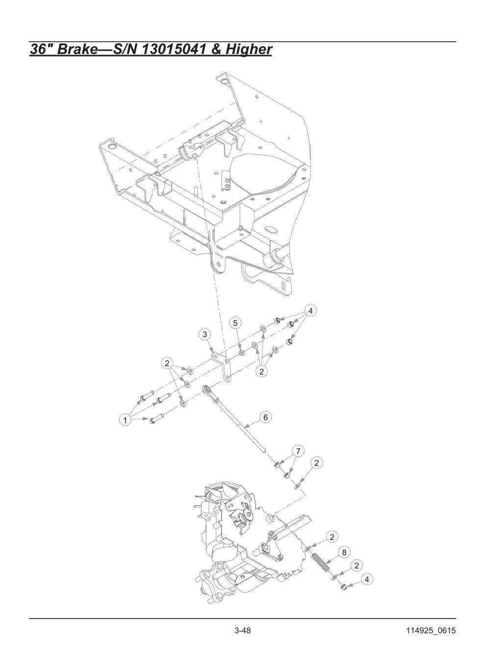 Hustler® TrimStar Parts Manual - 930388 - 36" Brake-S/N 13015041 & Higher diagram
