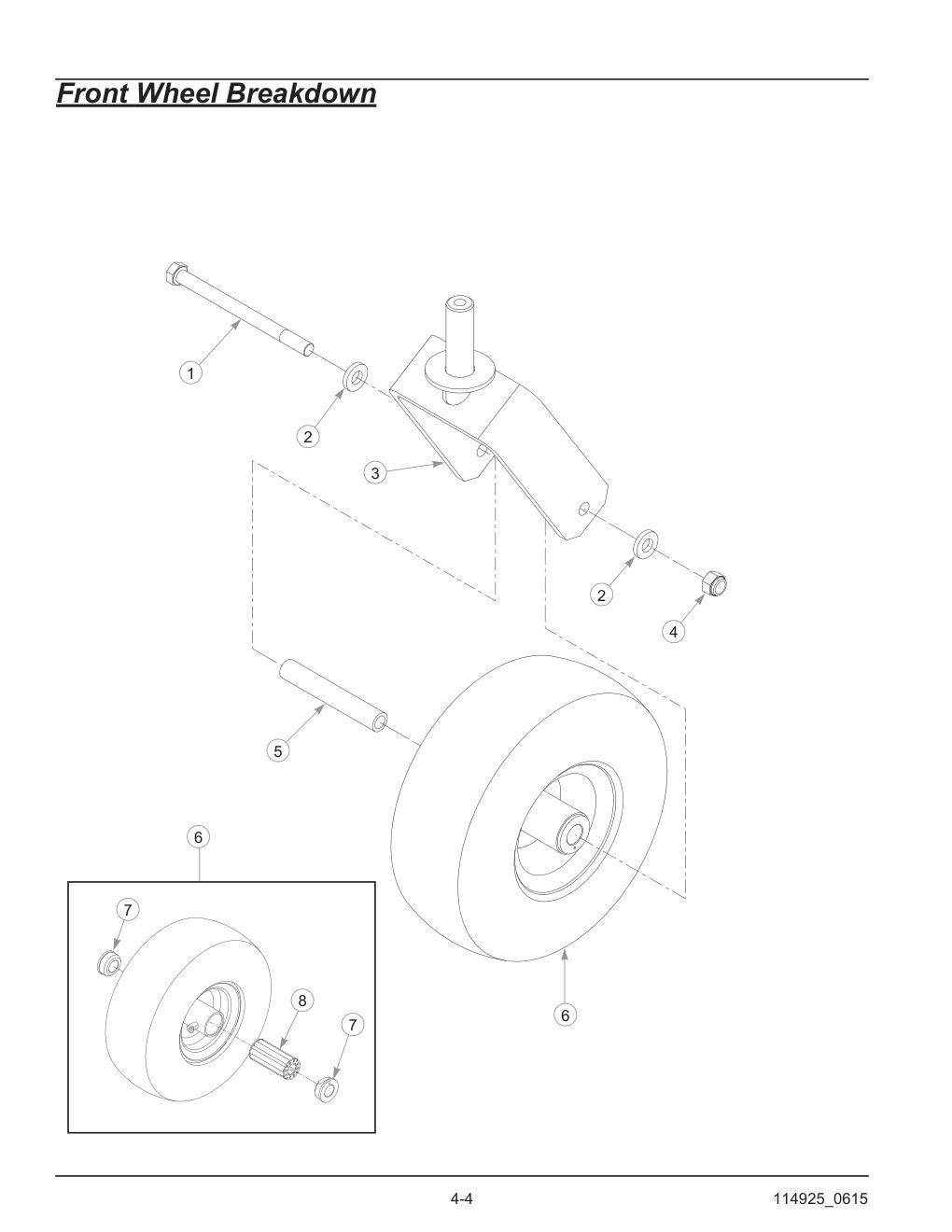 Hustler® TrimStar Parts Manual - 930388 - Front Wheel Breakdown diagram