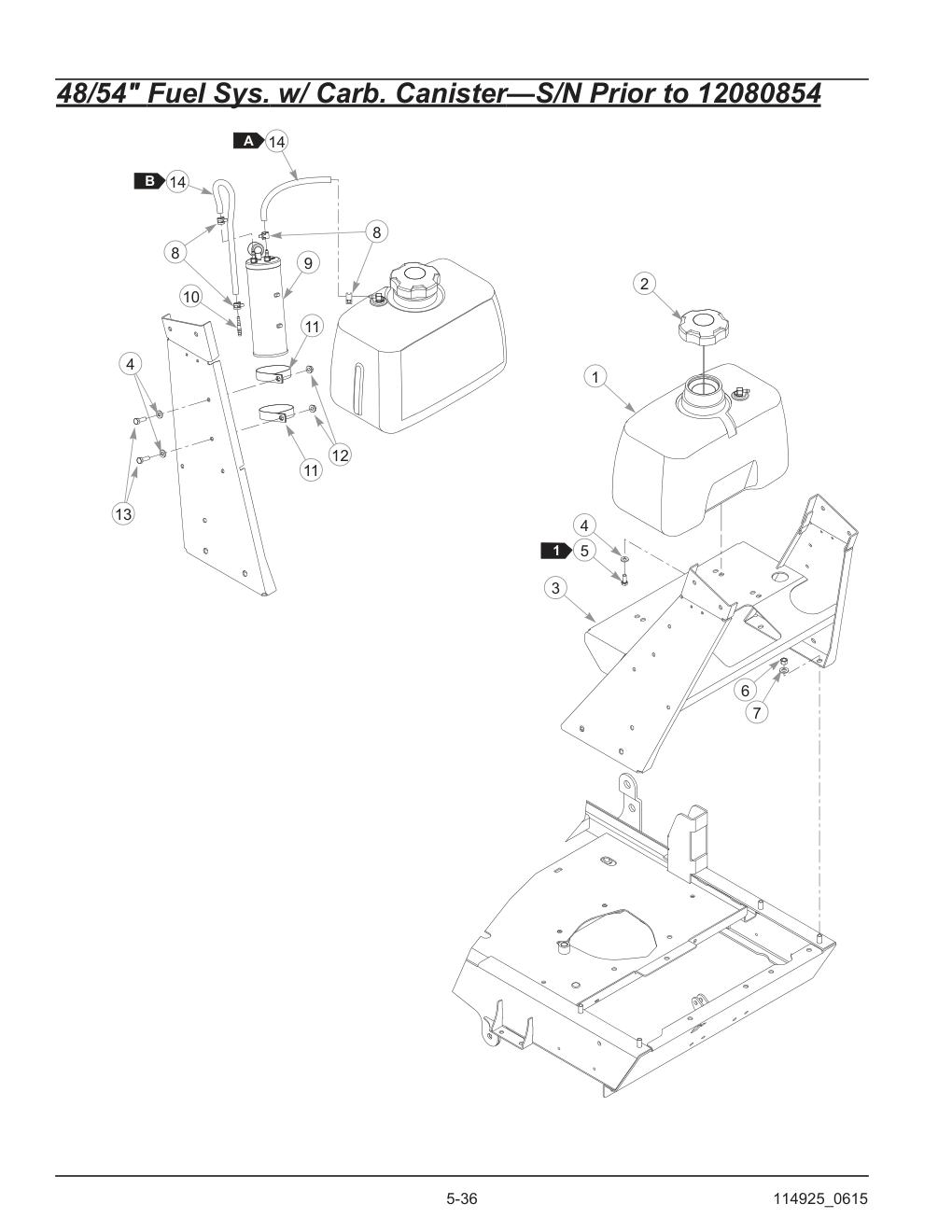 Hustler® TrimStar Parts Manual - 930388 - 48/54" Fuel Sys. w/ Carb. Canister-S/N Prior to 12080854 diagram