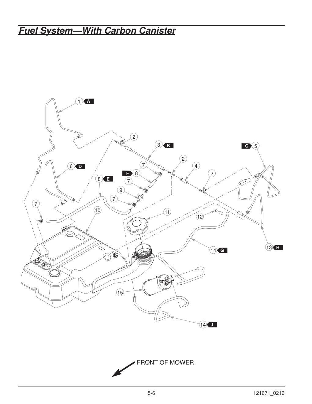 Hustler® FasTrak® SDX Parts Manual - 933945 - Fuel System-With Carbon Canister diagram