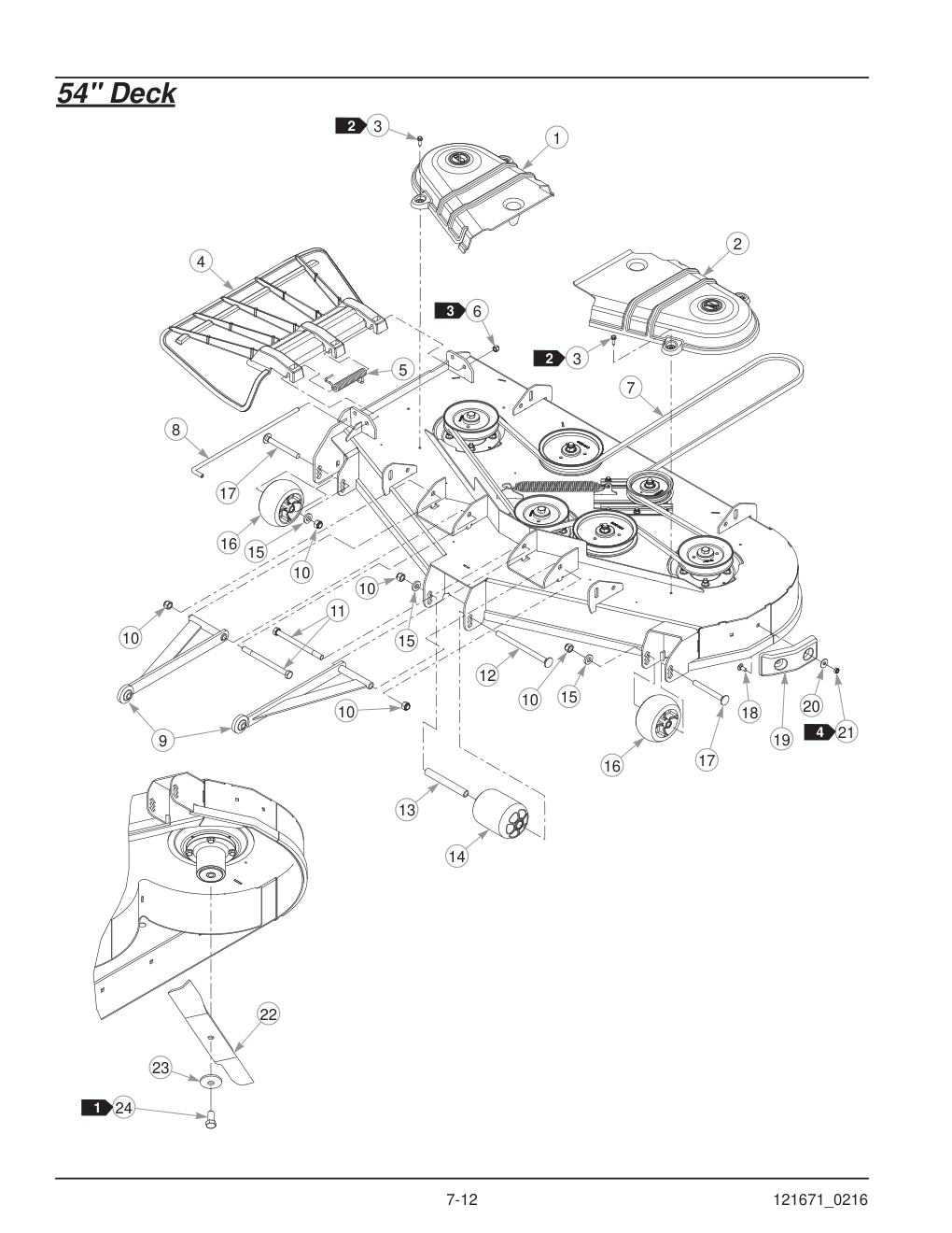 Hustler® FasTrak® SDX Parts Manual - 933945 - 54" Deck diagram