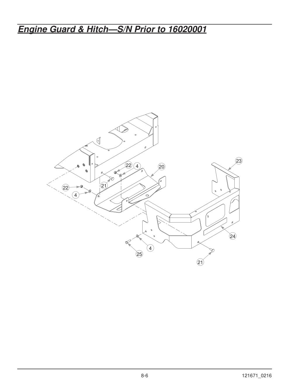 Hustler® FasTrak® SDX Parts Manual - 933945 - Engine Guard & Hitch-S/N Prior to 16020001 diagram