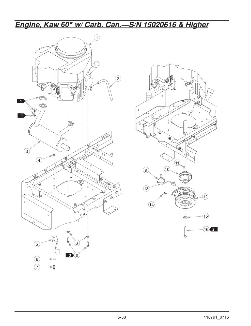 Hustler® Raptor® SD Parts Manual - 932541 - Engine, Kaw 60" w/ Carb. Can.-S/N 15020616 & Higher diagram