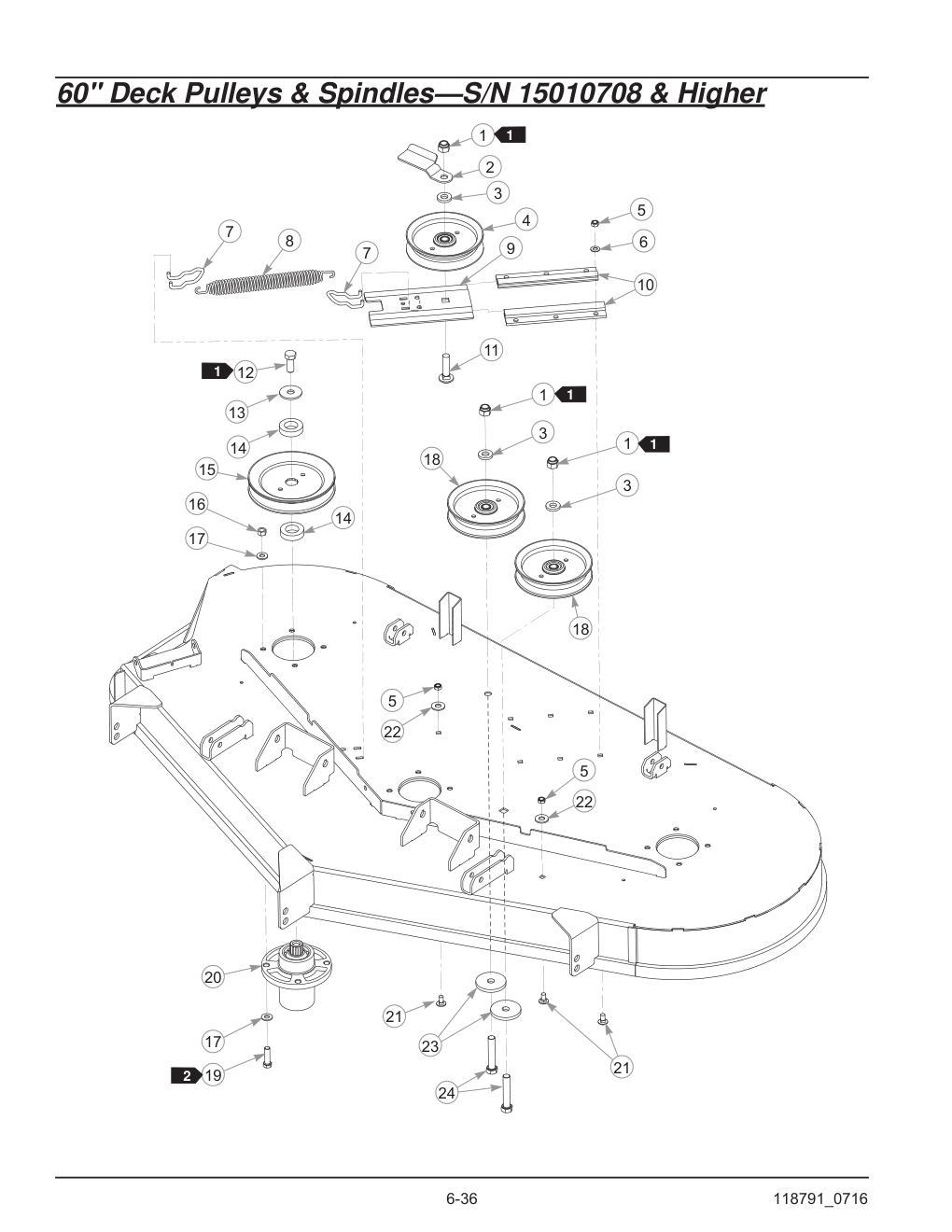 Hustler® Raptor® SD Parts Manual - 932541 - 60" Deck Pulleys & Spindles-S/N 15010708 & Higher diagram