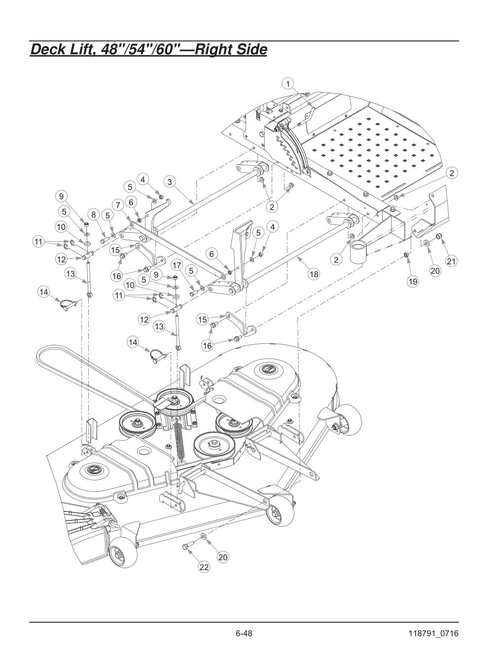 Hustler® Raptor® SD Parts Manual - 932541 - Deck Lift, 48"/54"/60"-Right Side diagram