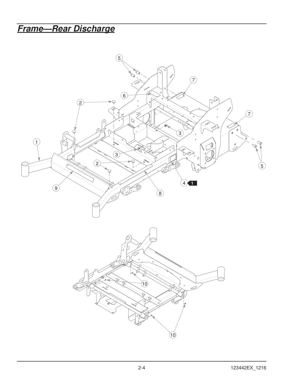 Hustler® X-One® Parts Manual - 936237EX - Frame-Rear Discharge diagram