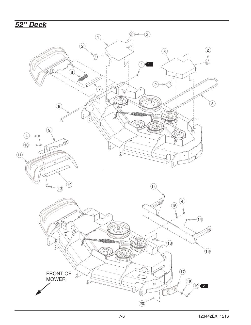 Hustler® X-One® Parts Manual - 936237EX - 52" Deck diagram