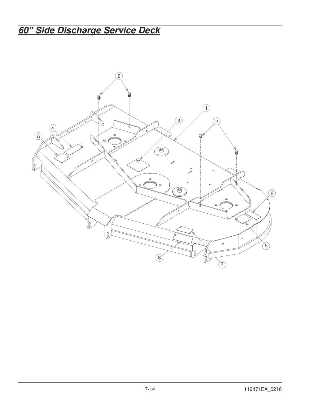 Hustler® X-One Parts Manual - 932723EX - 60" Side Discharge Service Deck diagram