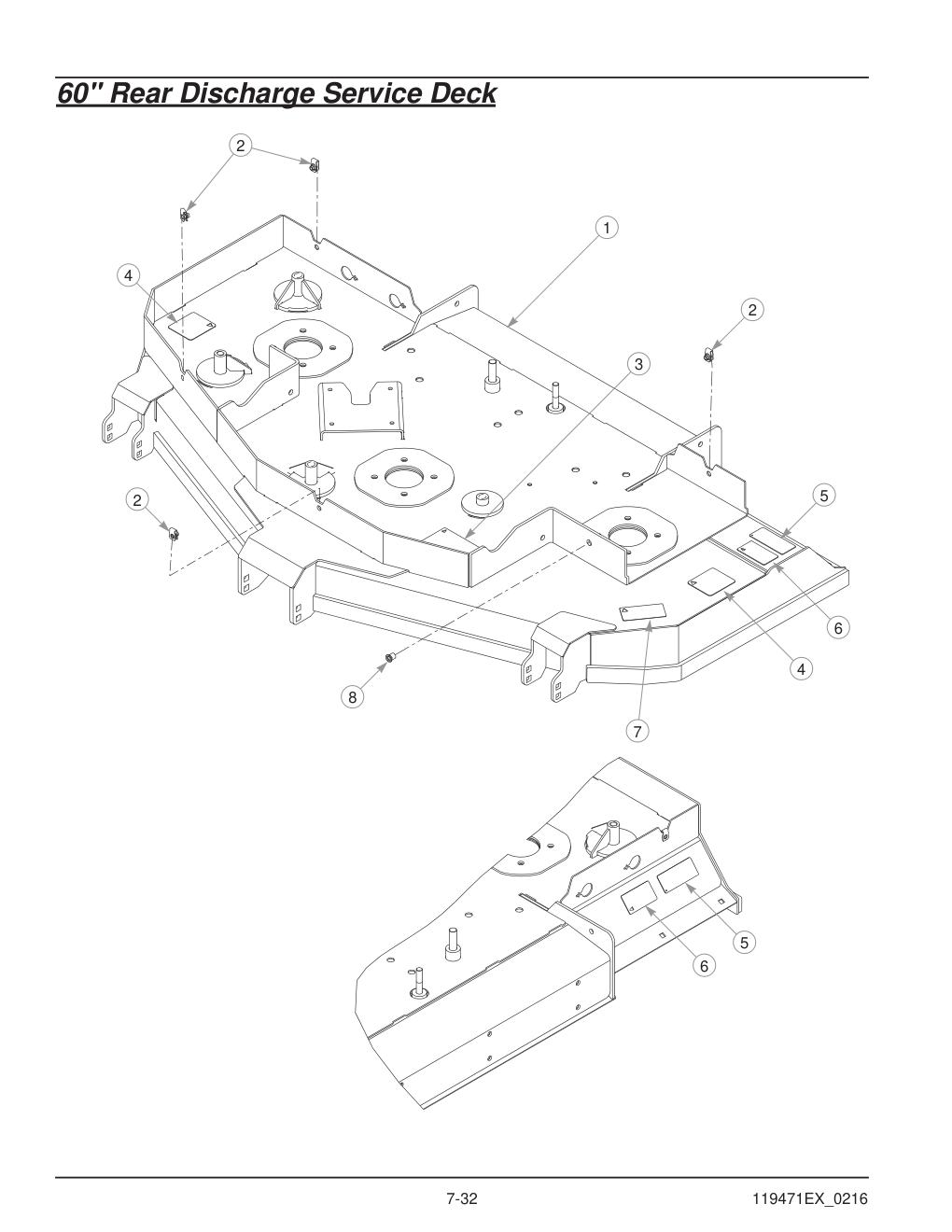 Hustler® X-One Parts Manual - 932723EX - 60" Rear Discharge Service Deck diagram