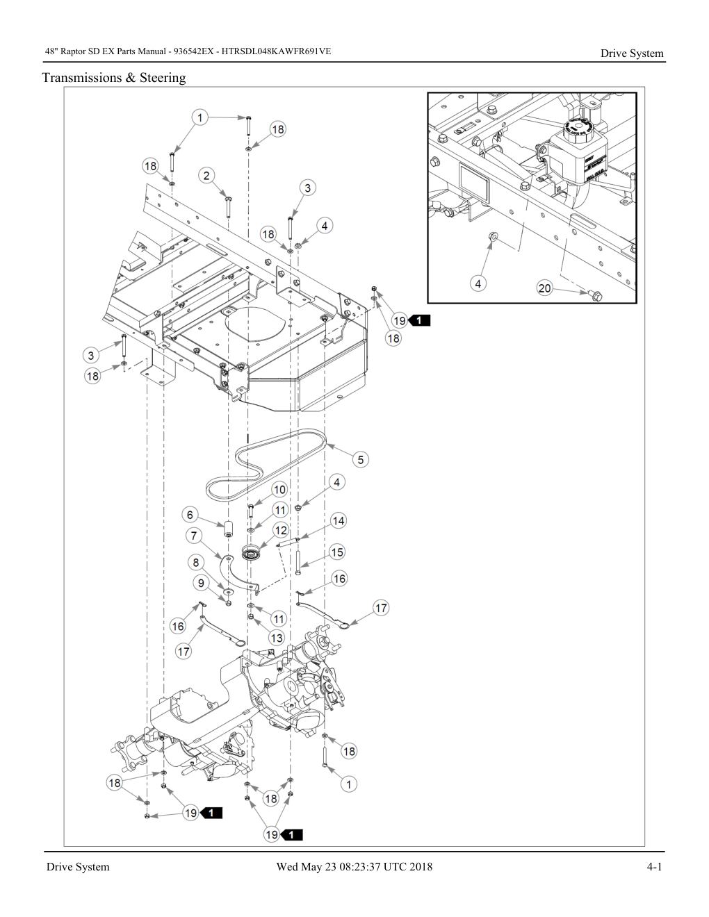 48" Raptor SD EX Parts Manual - - 936542EX - Drive System diagram