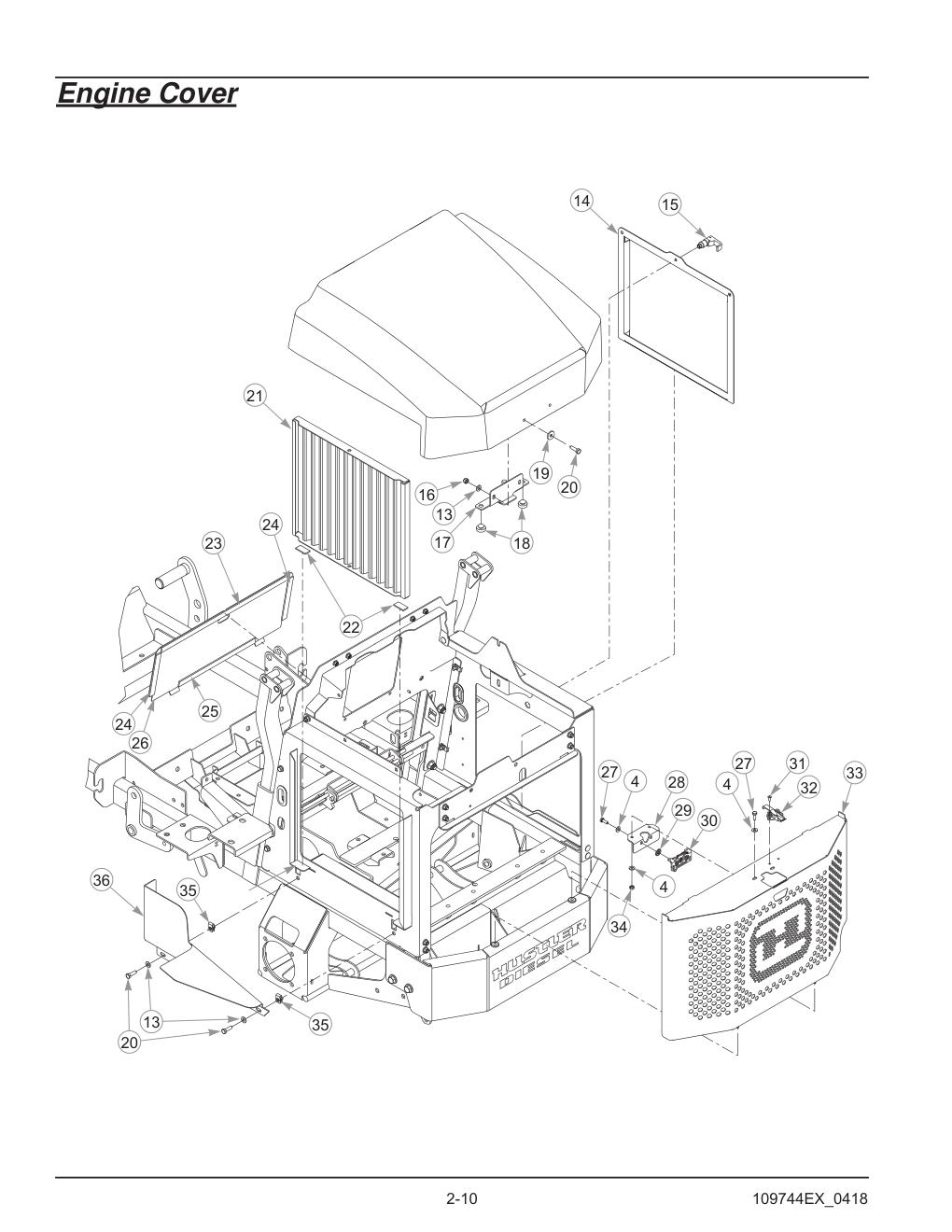 Hustler® Diesel Z Parts Manual - 605696 - Engine Cover diagram