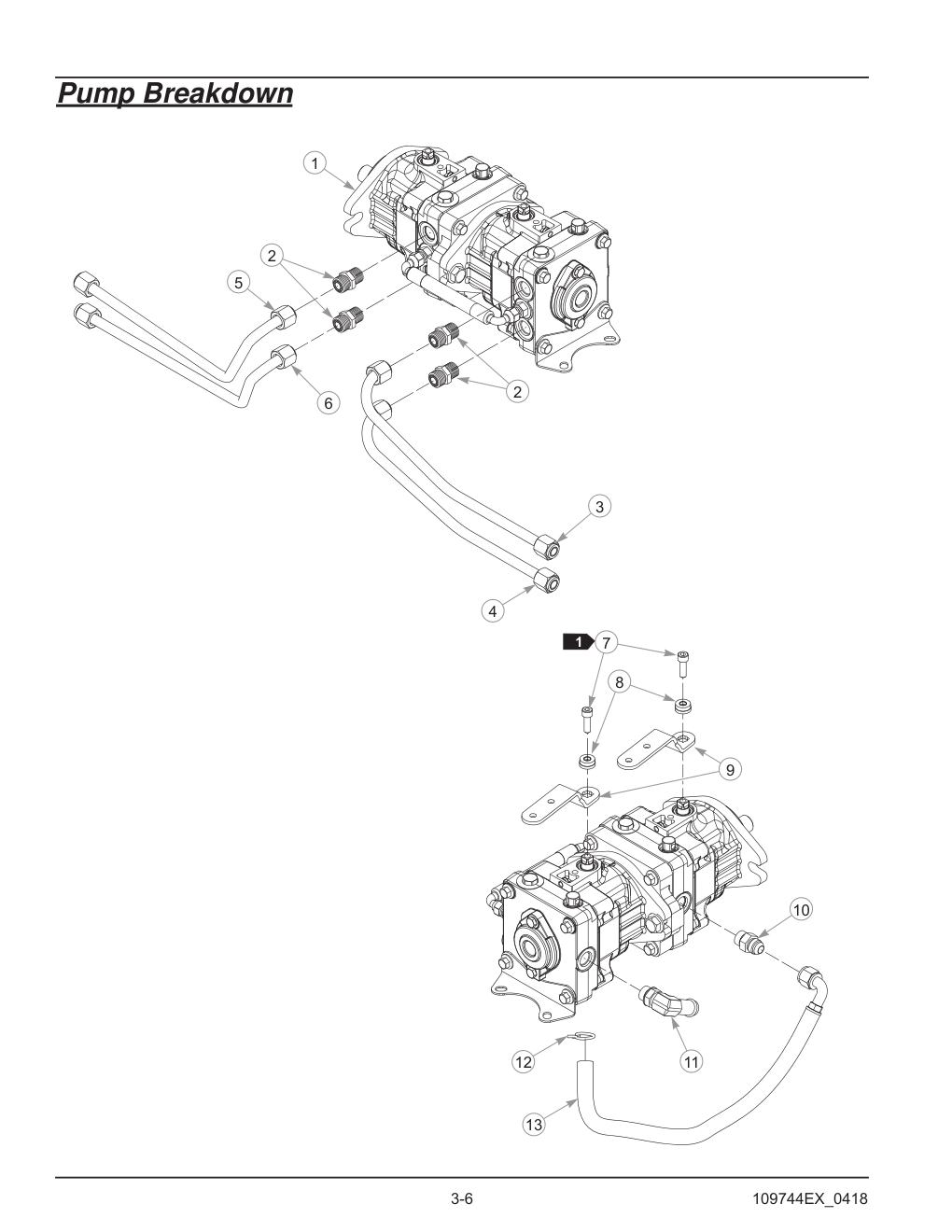Hustler® Diesel Z Parts Manual - 605696 - Pump Breakdown diagram