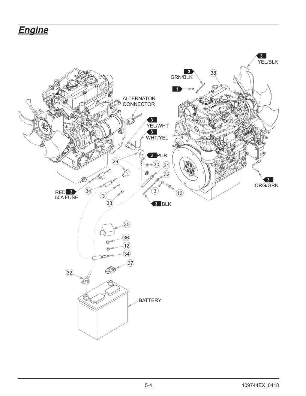 Hustler® Diesel Z Parts Manual - 605696 - Engine diagram