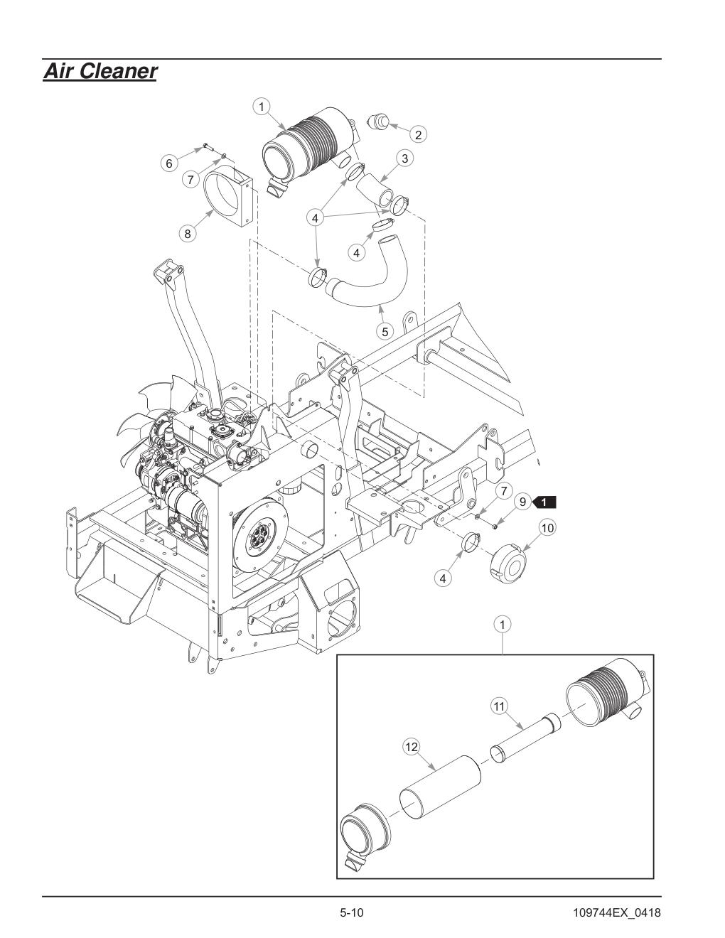 Hustler® Diesel Z Parts Manual - 605696 - Air Cleaner diagram