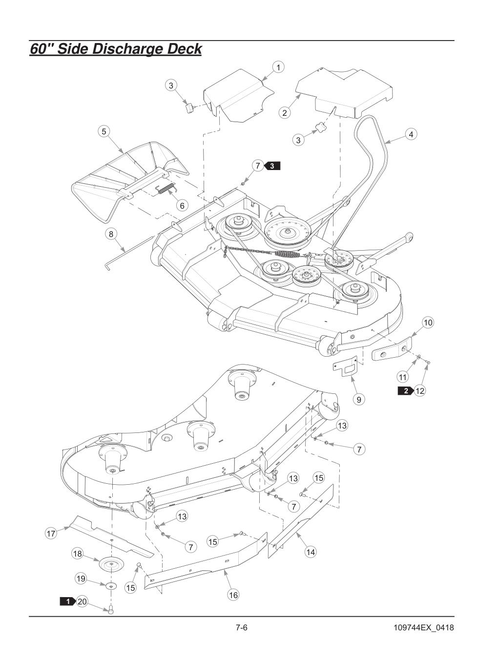 Hustler® Diesel Z Parts Manual - 605696 - 60" Side Discharge Deck diagram