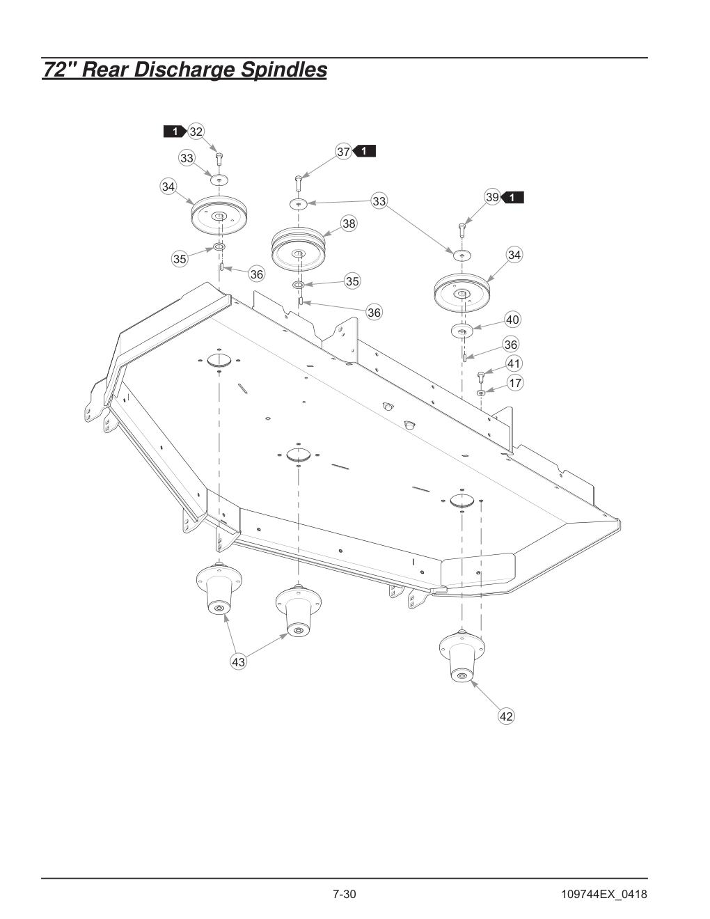 Hustler® Diesel Z Parts Manual - 605696 - 72" Rear Discharge Spindles diagram